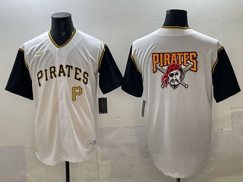 Men Pittsburgh Pirates Blank White Throwback Nike MLB 2025 Jersey 08